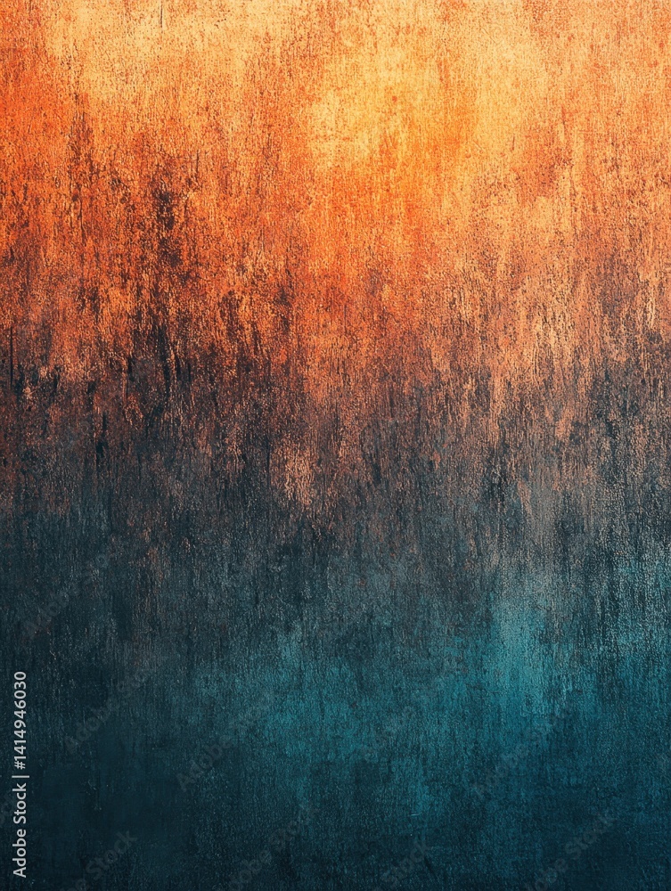 Poster abstract wall texture with gradient of orange and blue creating a warm and cool contrast background