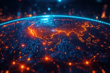 Visualization of digital global connectivity over Asia and the surrounding regions at nighttime