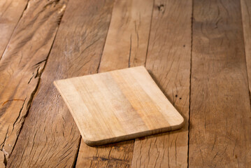 Rustic wood background texture aged in natural color with base for mounting elements on the set.