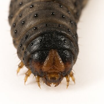 Macro frontal view of black cutworm caterpillar head