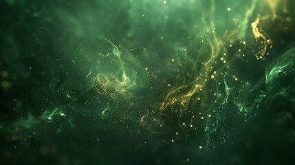 Fototapeta premium Emerald Green Abstract Galaxy Background - Glittering Particle Nebula Stock Photo