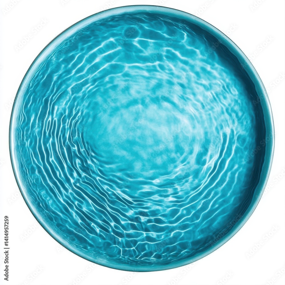 Poster turquoise water ripples in a round container creating a mesmerizing pattern of light and shadow calm