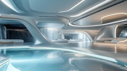 Fototapeta premium Futuristic Interior Design: A Luxurious Underwater Oasis