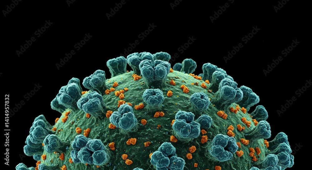 Aufkleber microscopic view of a virus - close-up detailed of a virus particle, revealing its complex structure