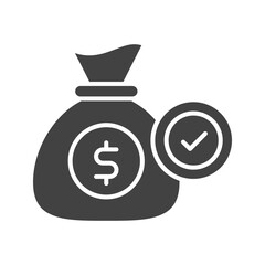 Cash Bag Approved icon vector image. Suitable for mobile apps, web apps and print media.