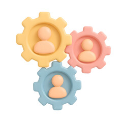 Interconnected Pastel Gears Representing Teamwork and Collaboration