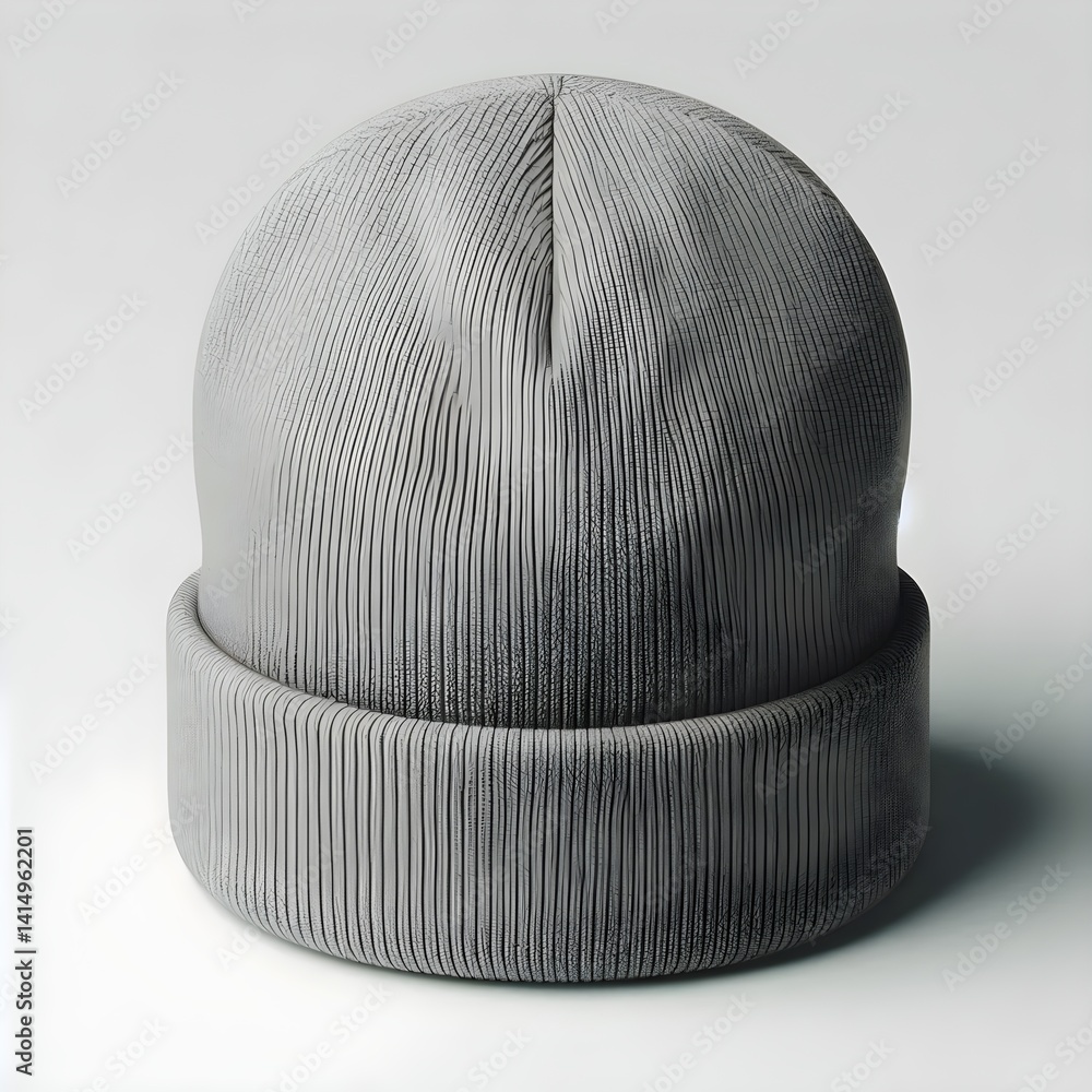 Poster front-facing cotton beanie hat mockup displayed without branding, placed on a clean white backdrop w