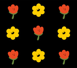 cute floral pattern background for kisd.colored set of vector sticker simple decorative elements. Various icons such as leaf, flower isolated on white background
