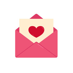Icons for email, new message, envelopes with hearts. Love letter concept. Vector illustration. Opened Pink Envelope with Heart Icon Set Closeup Isolated.Valentine's day Greeting posters. 