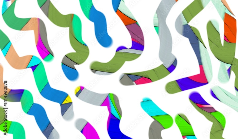 Poster abstract art. vibrant, multicolored, swirling shapes on a white background create a dynamic and play