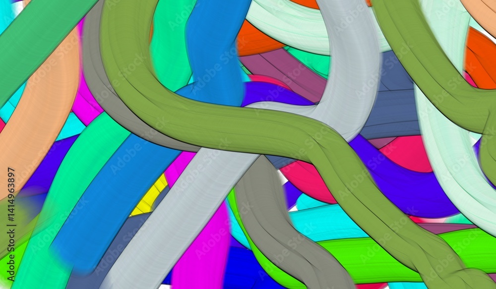 Poster abstract art. intertwined, vibrant multicolored lines create a dynamic and energetic composition. pe