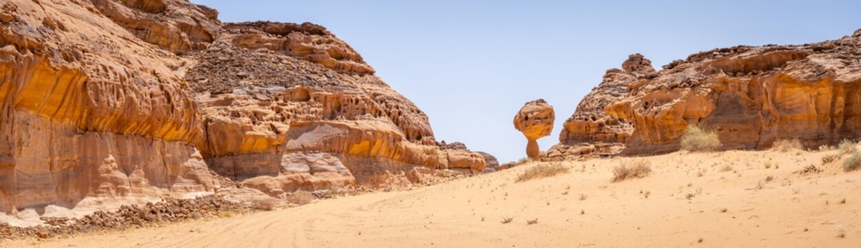 Rock formation at Wadi AlFann desert, Al Ula, Saudi Arabia