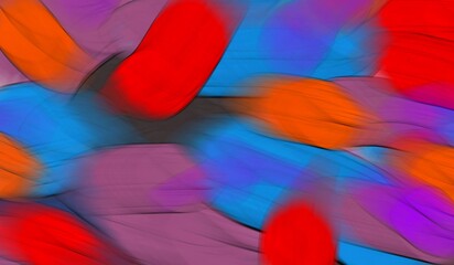 Fototapeta premium Abstract art. Blurred, flowing shapes in vibrant red, orange, and blue hues create a dynamic and energetic composition. Perfect for modern design projects.