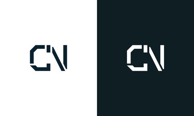 Obraz premium Creative minimal abstract letter CN logo.
