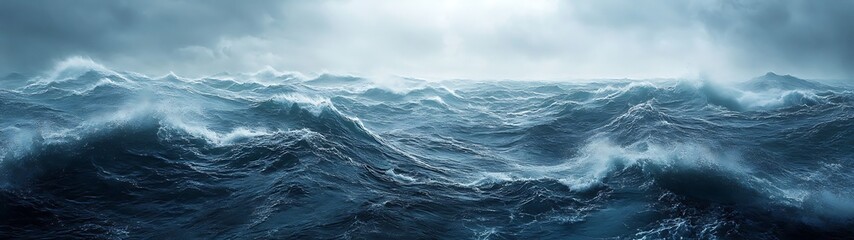Stormy ocean waves with dramatic sea.