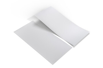 Realistic Dl Flyer Blank Mockup template isolated on background. Empty 3d landscape paper template for flyer, wedding invitation, postcard, gift card, note cards, voucher, greeting card, brochure