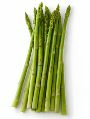Fresh Green Asparagus Bunch On White Background