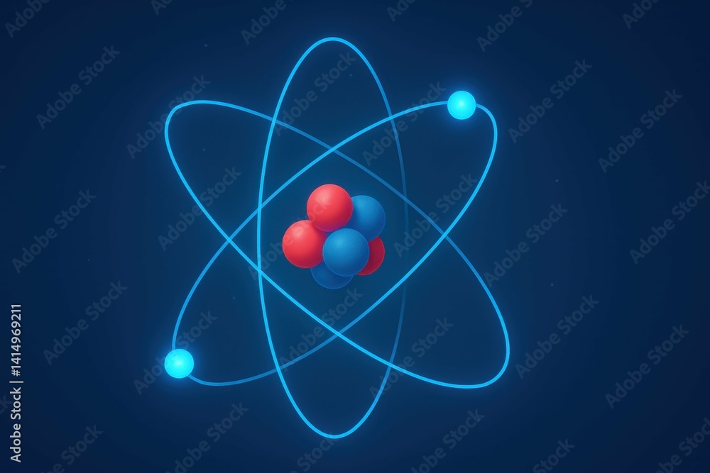 Poster simple model of rotating electron around atomic structure