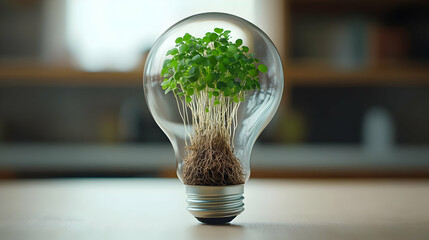 Growing Plant Inside Clear Lightbulb