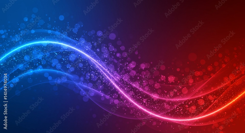 Poster abstract blue red wave background - vibrant abstract background featuring blue and red glowing waves
