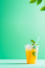 Refreshing iced beverage with mint leaves and citrus garnish, perfect for a hot summer day.