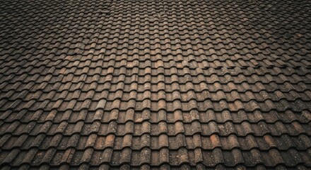 Dark Brown S-Shaped Roof Tiles Texture Background