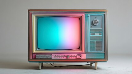 Vintage TV with abstract glow, evoking nostalgic retro charm