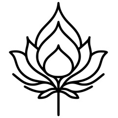 Silhouette of Waisak celebration flower decoration one line art