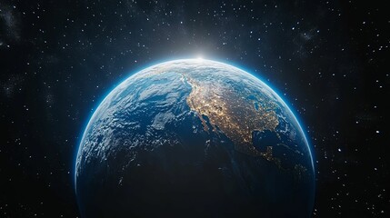 Fototapeta premium Earth seen from space, a celestial perspective.