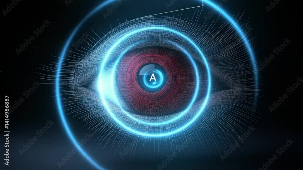 Poster detailed digital eye with futuristic design and glowing elements for technology and science concepts