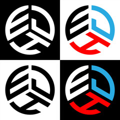 EJH circle letter logo design with circle and ellipse shape. EJH ellipse letters with typographic style. The three initials form a circle logo. EJH Circle Emblem Abstract Monogram Letter Mark Vector.	