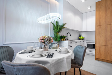 Stylish modern kitchen and dining area