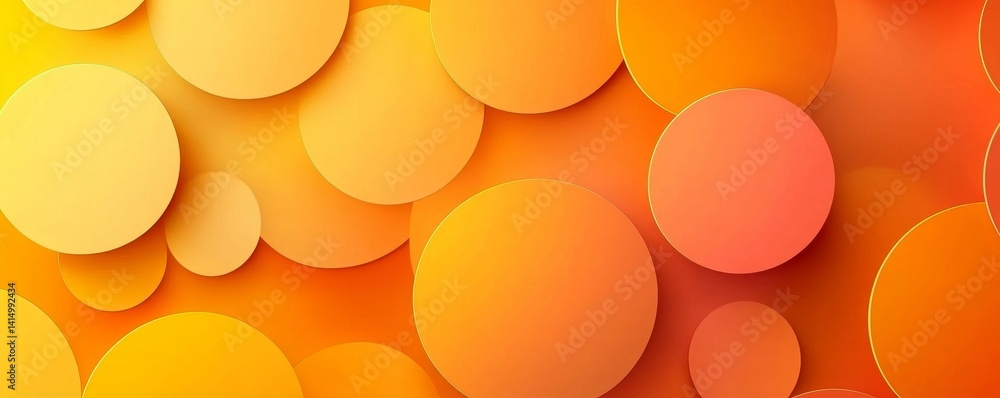 Poster abstract gradient orange and yellow circles geometric shape background. modern simple overlapping ci