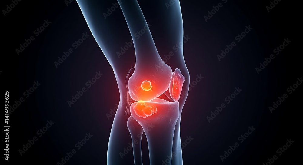 Poster visual representation of joint inflammation within the knee bone structure