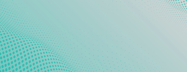 Obraz premium Blue Green halftone gradient background. Blue Green gradient halftone banner vector background. Blue green background halftone texture. Minimal light blue green with halftone vector background