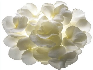 Fototapeta premium Ethereal composition of delicate white petals creating a soft and luminous floral arrangement on a bright background capturing the essence of purity and serenity