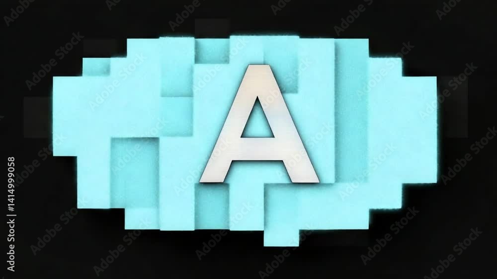 Poster abstract representation of ai technology with colorful wooden blocks featuring modern design element