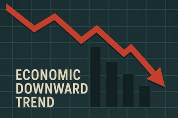 Economic Downward Trend with Red Arrow and Dark Background Analysis