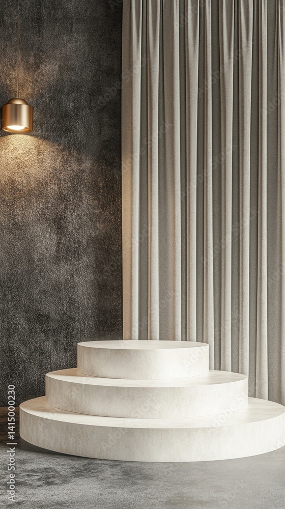 Poster elegant presentation stage with neutral backdrop and soft lighting ideal for product showcase and mi