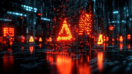 Digital glitch, error triangles,  dark technology