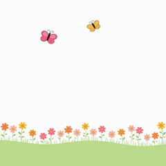 Butterflies over a field of flowers