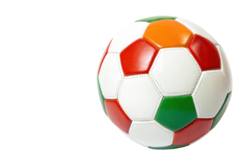 PNG Colorful multicolored soccer ball with orange, green, red panels