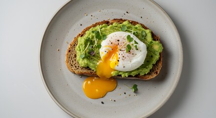 Whole Wheat Toast with Avocado and Egg. Healthy Breakfast