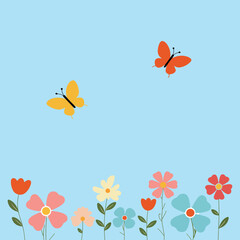 Butterflies and Flowers Illustration