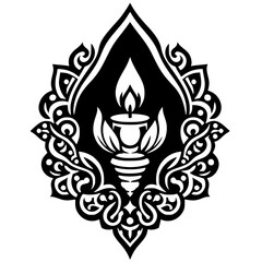 Silhouette of Waisak celebration ornaments