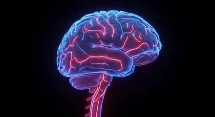 Glowing human brain with neural activity, a visual representation of intelligence