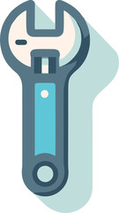 Adjustable Wrench Icon: Teal and Gray Vector Illustration