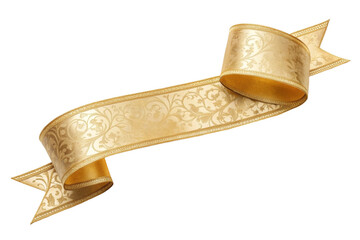 PNG Elegant ornate gold ribbon banner with intricate floral design
