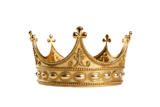 PNG Ornate golden crown with decorative details and cross accents