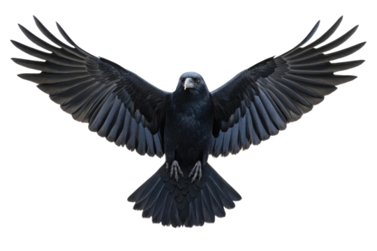 PNG Majestic raven in flight with outstretched wings